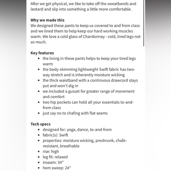 EUC Lululemon Studio Pant II *Liner Alberta Lake Black- Size 8 - Picture 8 of 13